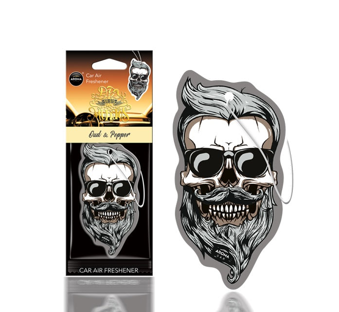 Zapach do samochodu z motywem Dia de los Muertos Skull oraz nutą Oud & Pepper