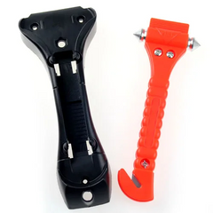 Młotek awaryjny do samochodu z przecinakiem do pasów - w komplecie. wspornik (narzędzie ratunkowe ratujące życie)