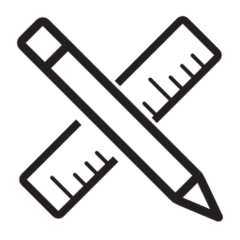 Forudbetaling for montering (resten opkræves på værkstedet) symbol med værktøj og måleinstrumenter.