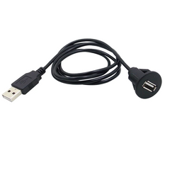 Przedłużacz USB do radia samochodowego – USB męski do żeńskiego z montażem panelowym 