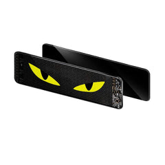Wyświetlacz LED na szybę – elastyczny ekran matrycowy z Bluetooth (110×492 mm) z żółtymi oczami.