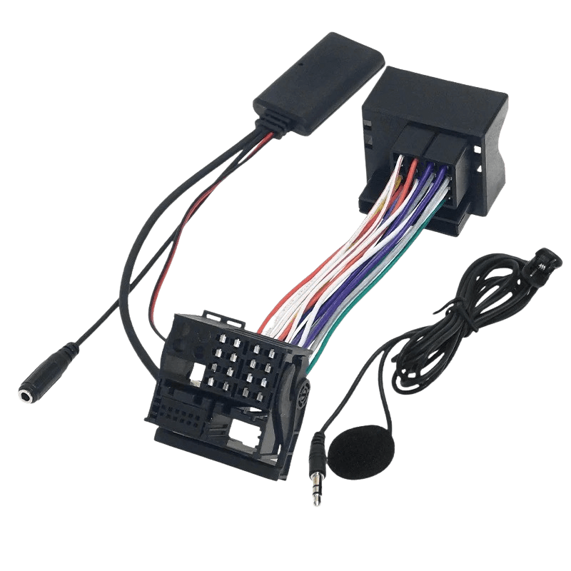 Adapter Bluetooth – Ford (Fiesta, Mondeo, Focus, Transit, Fusion mm.) zdjęcie przedstawiające przewody połączeniowe i mikrofon.