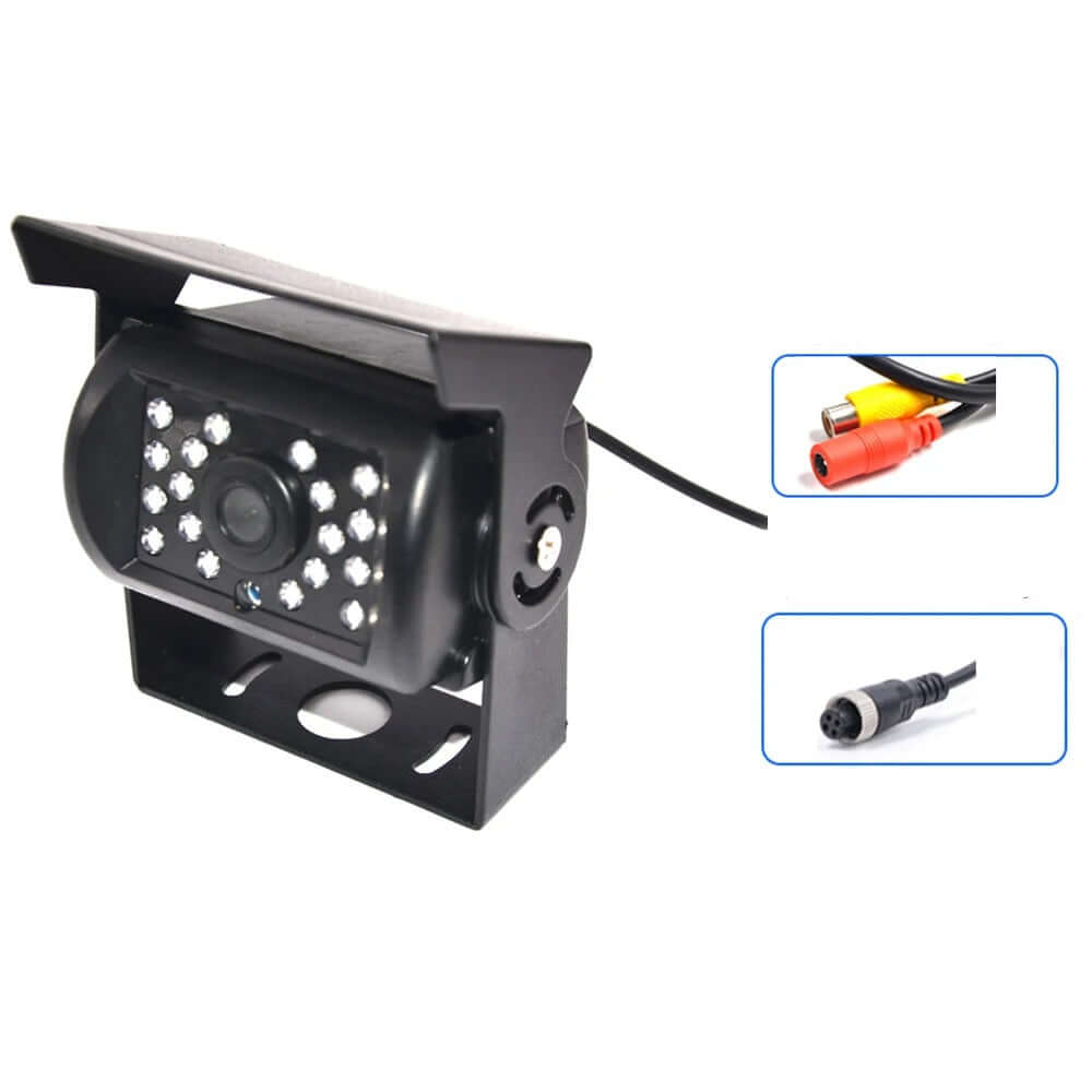 Uniwersalna kamera cofania – PAL, 1200 linii TV, 18 diod IR LED z podczerwienią i uchwytem, idealna do vanów i autobusów.