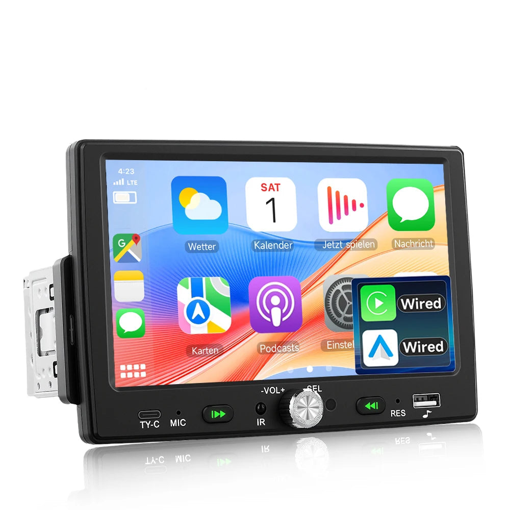 7" radio 1 DIN z Apple CarPlay i Android Auto – Bluetooth 5.0, ekran dotykowy i USB 