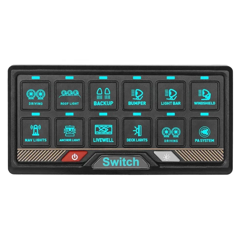 Panel przełączników RGB 12-obwodowy z dotykowym sterowaniem – panel sterowania 12V / 24V 