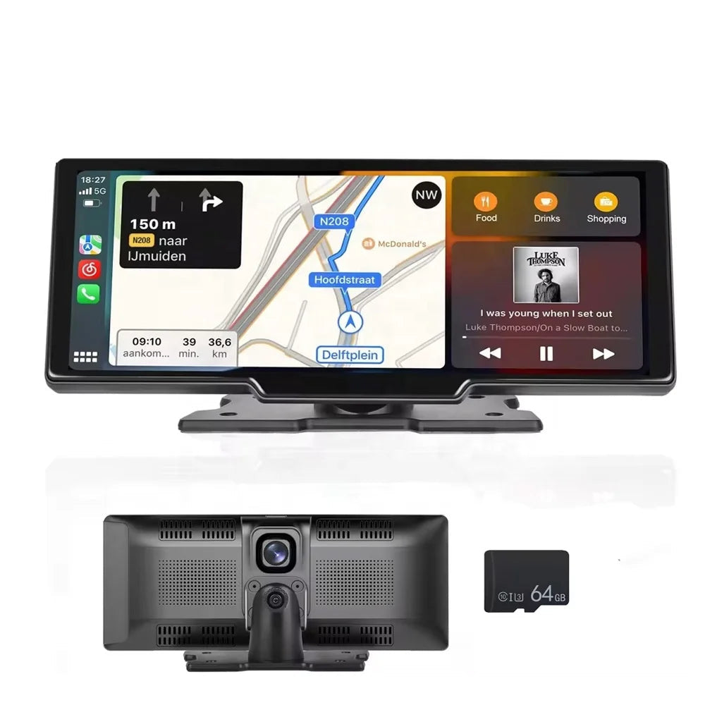 9,3" ekran Apple CarPlay z wbudowaną kamerą samochodową i kartą SD 64 GB 