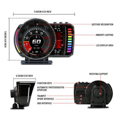 Wyświetlacz Head-Up Display (HUD) 3,5" do samochodu – cyfrowy prędkościomierz z OBD2 