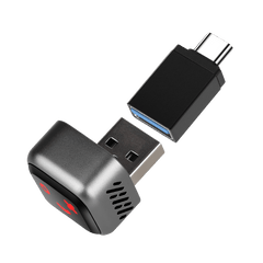 Mini bezprzewodowy adapter CarPlay & Android Auto (5.8GHz – Plug & Play) z złączami USB i USB-C.