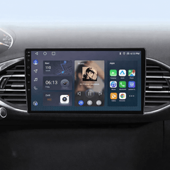 Peugeot 308 13-21 - radio 9" z Apple CarPlay i Android Auto zamontowane w desce rozdzielczej samochodu.