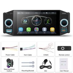 Radio samochodowe 1-DIN 5" z Apple CarPlay i Android Auto (bezprzewodowo) – Bluetooth, FM, USB 