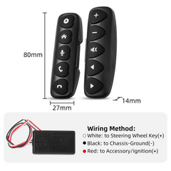 Trådløs Ratbetjening med 10 Knapper – Universal LED Fjernbetjening til Bilradio & Navigation med mål og ledninger