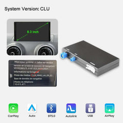 Bezprzewodowy Apple CarPlay i Android Auto do Audi A3 i Q2 (2012–2020) – fabryczny ekran, informacje o systemie i urządzeniu