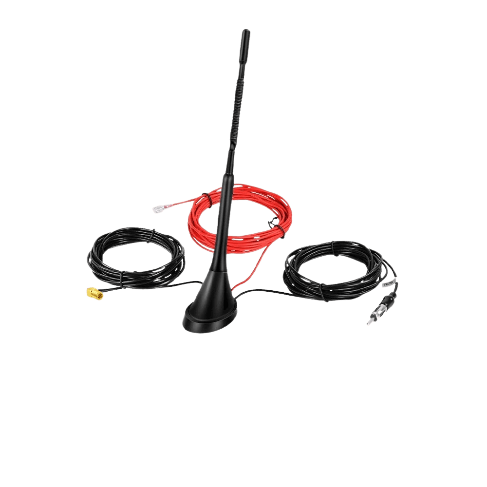 Antena dachowa samochodowa – 29 cm, przewód 5 m, DAB/DAB+/FM/AM z elastycznym montażem i złączem SMB.