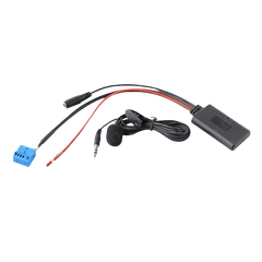 Bluetooth adapter til VW Golf, Polo og Passat med tilbehør til installation og musikstreaming.