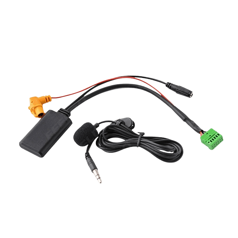 Adapter Bluetooth – Audi (MMI 3G AMI Multimedia) z kablami i mikrofonem do bezprzewodowego przesyłania dźwięku i prowadzenia połączeń.